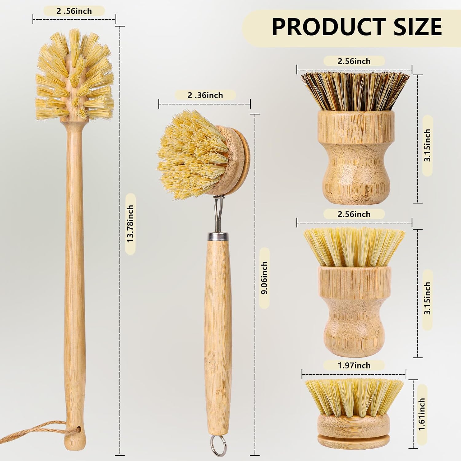 5 Pack Bamboo Dish Brush Set w – обзор и цена Dish Brush Bamboo