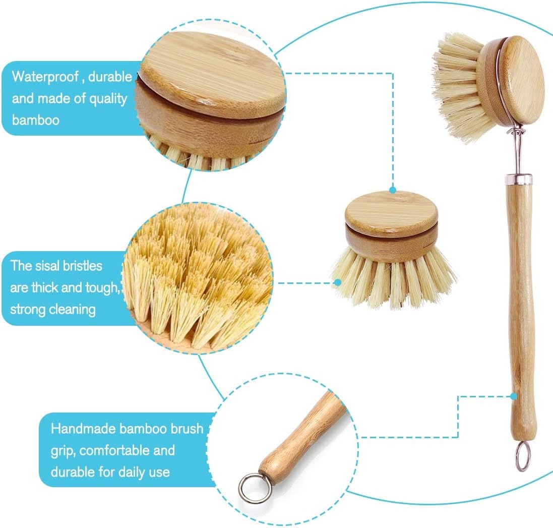 Bamboo Dish Scrub Brushes, Kit – обзор и цена Dish Brush Bamboo