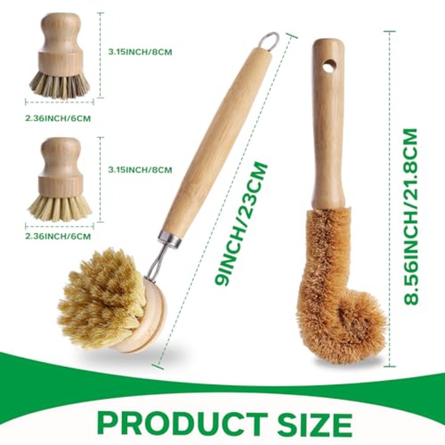 Bamboo Dish Brush Set - 5 Pack – обзор и цена Dish Brush Bamboo